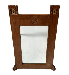 Arts & Crafts Wall Mirror with Hand-Carved Frogs by Kobus de Graaff, 1900s